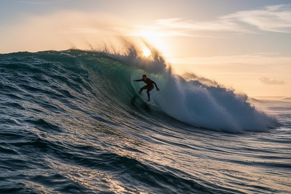 גולש רוכב על גל גבוה - רוח בגלים