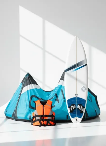 ציוד גלישה פרמיום - גלשן, עפיפון ואפוד בטיחות מוכנים להשכרה